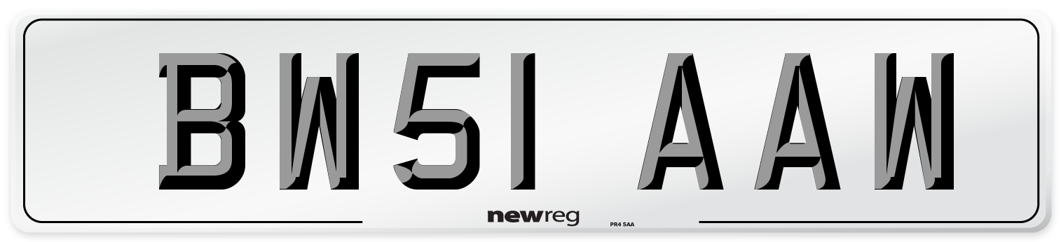 BW51 AAW Number Plate from New Reg